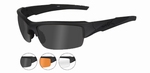 WileyX zonnebril - VALOR, 3 lenzen / matte blk frame 